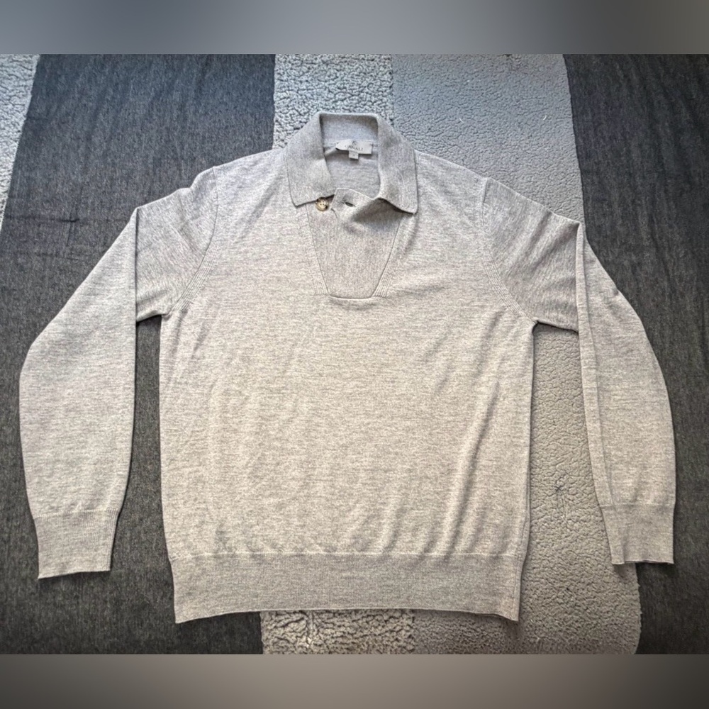 Canali Light Gray V-Neck Sweater